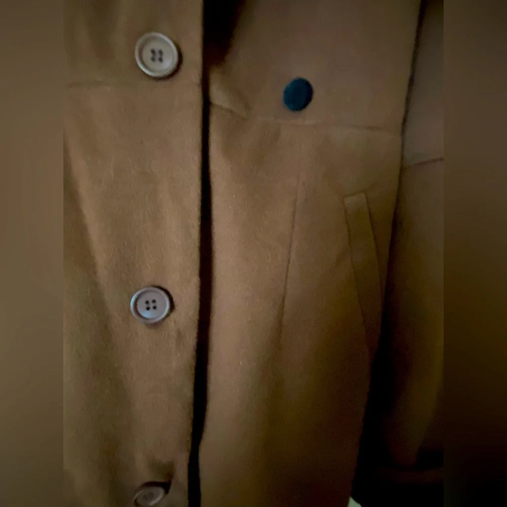 Brown & Black Trimmed Trench Coat Overcoat - Perfect Winter Staple - Picture 4 of 5